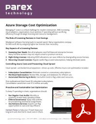 Parex Azure Storage Cost Optimization Parex Azure Storage Cost Optimization
